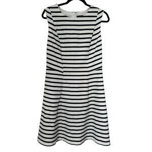 The Limited Dress Size 6 Black White Striped Sleeveless Fit & Flare Knee Length